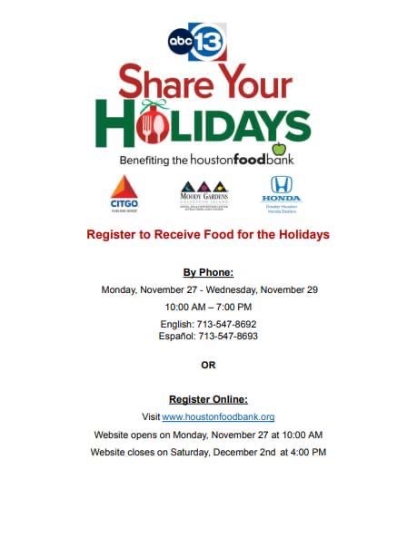 Register to Receive Food for the Holidays